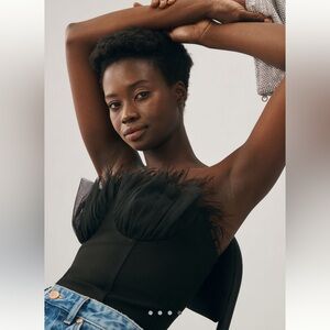 Eva Franco Black Feathered Top
